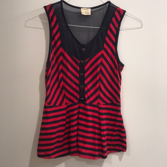 Pins & Needles Tops - Pins and needles red and blue striped sheer blouse